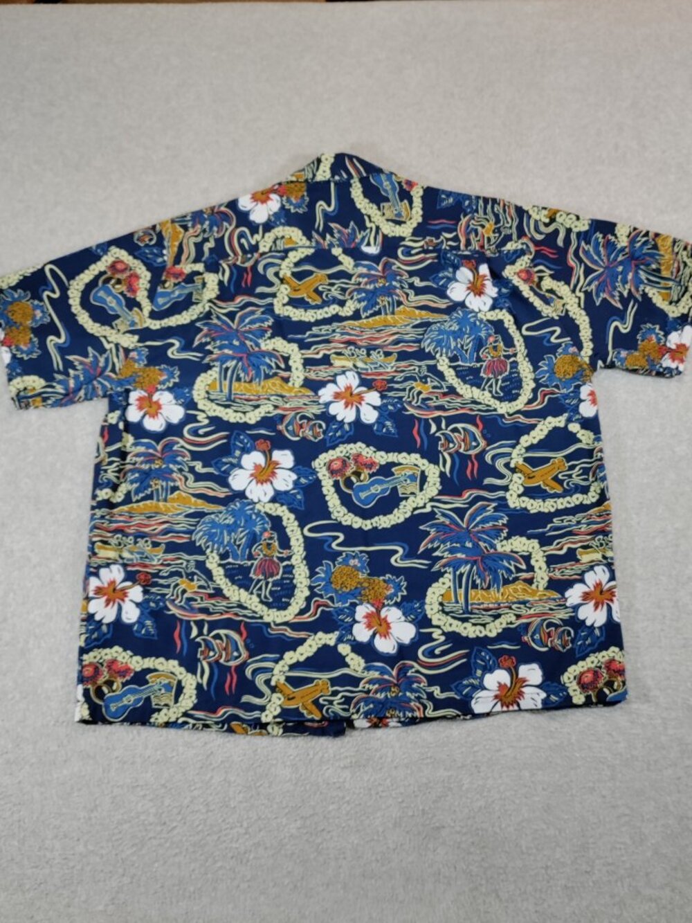 Hilo Hattie Mens XL Hawaiian Aloha Shirt Navy Tropical Made Hawaii